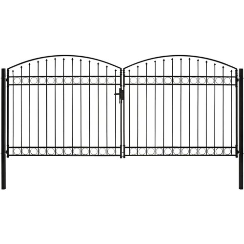 vidaXL Dvojna vrata za ograjo zaobljena jeklo 400x200 cm črna Cene
