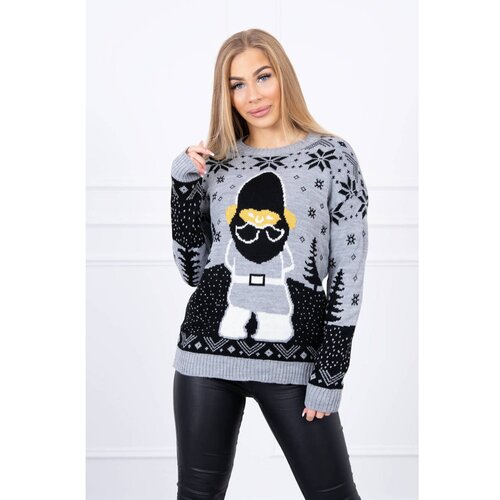 Kesi Christmas sweater with Santa Claus gray Cene