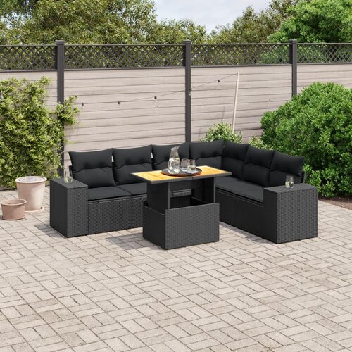 vidaXL 7-dijelni set vrtnih sofa od poliratana s jastucima crni Cijene