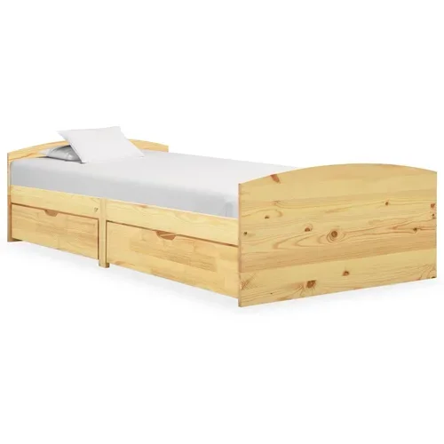 vidaXL okvir za krevet s 2 ladice 90 x 200 cm od masivne borovine
