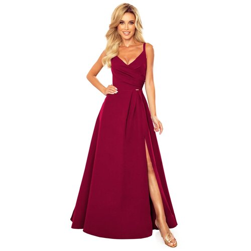 Numoco 299-5 CHIARA elegant maxi dress with straps - BURGUNDY Slike