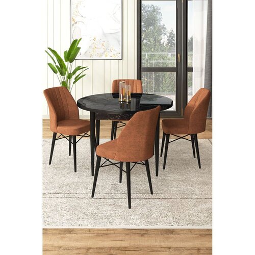 Hanah home Set Trpezarijski sto i 4 stolice, smeđe-crna Cene