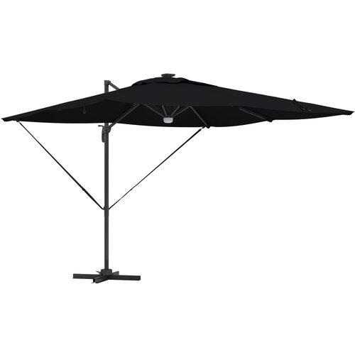 VidaXL Cantilever Roma nadstre&amp;scaron;ek z LED črn 286x285x270 cm aluminij Slike