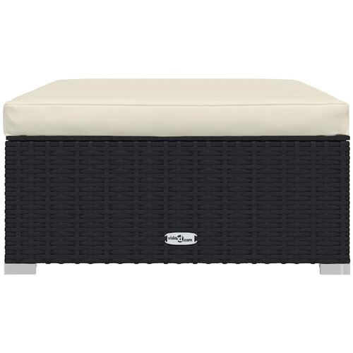 Vrtni tabure s jastukom crni 70 x 70 x 30 cm od poliratana Slike