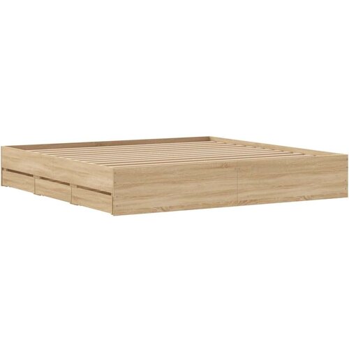 VidaXL Okvir za krevet s ladicama boja hrasta 160x200 cm drveni Slike