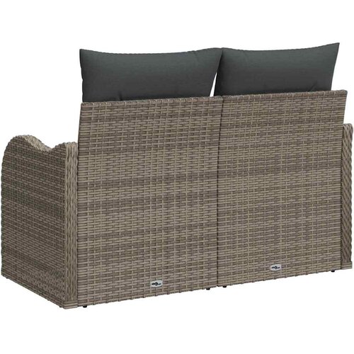  Vrtni kauč s jastukom s pohranom Siva 121 x 62 x 69cm poliratan Slike