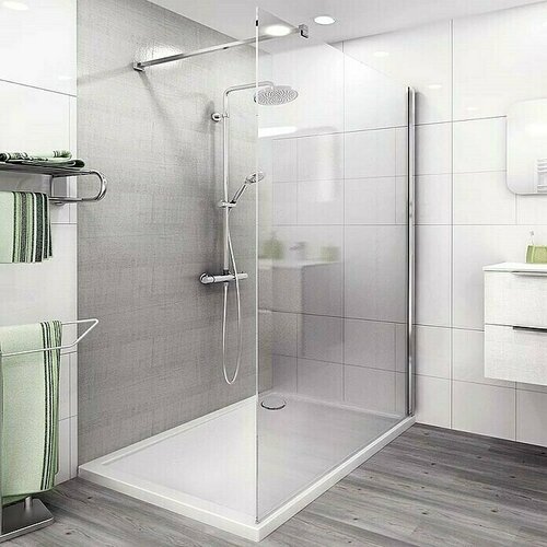 Tuš stijena Walk Eco (Š x V: 140 x 200 cm, Debljina: 6 mm, Srebrne boje) Cijene