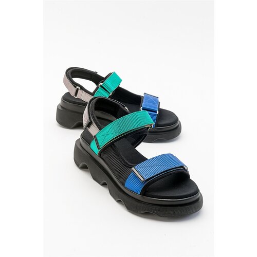LuviShoes Arey Women's Black Green Multi Sandals Slike