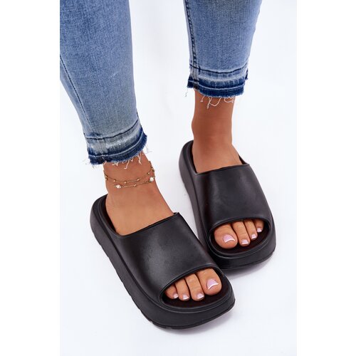EVENTO Foam women's sandals on platform black Xalvania Cene