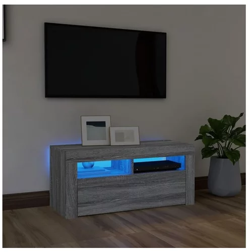  TV omarica z LED lučkami siva sonoma 90x35x40 cm