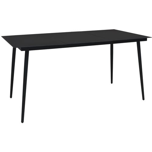 vidaXL vrtna jedilna miza črna 190x90x74 cm jeklo in steklo Cene