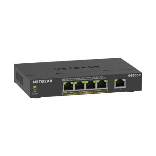 Netgear GS305Pv3 Neupravljan Gigabit Ethernet (10/100/1000) Podpora za napajanje preko Etherneta (PoE) Črna Cene