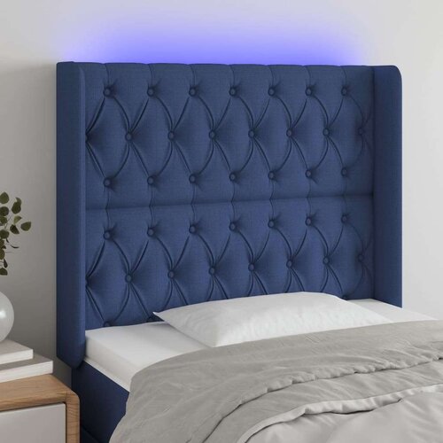  Uzglavlje plavo 93 x 16 x 118/128 cm od tkanine Slike