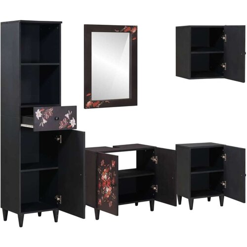  Set ormarića za kupaonicu s ladicama 5 pcs Čvrsto drvo manga Slike