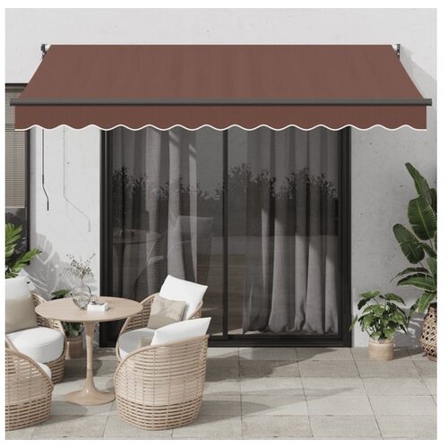 VidaXL Ročno zložljiva tenda rjava 350x250 cm Slike