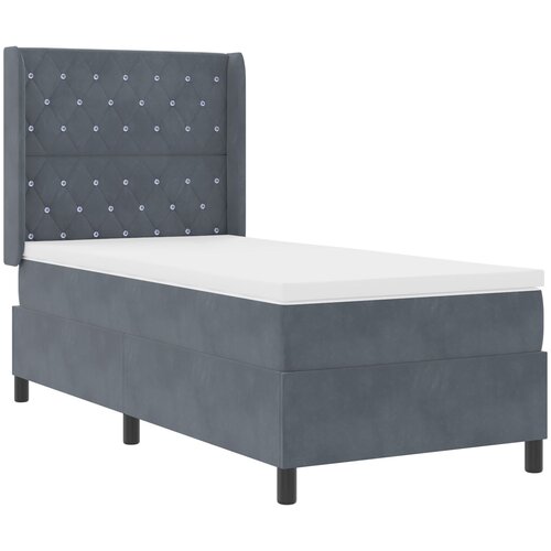 vidaXL Box Spring Krevet s Madracem Tamno Siva 90x200 cm Baršun Cene