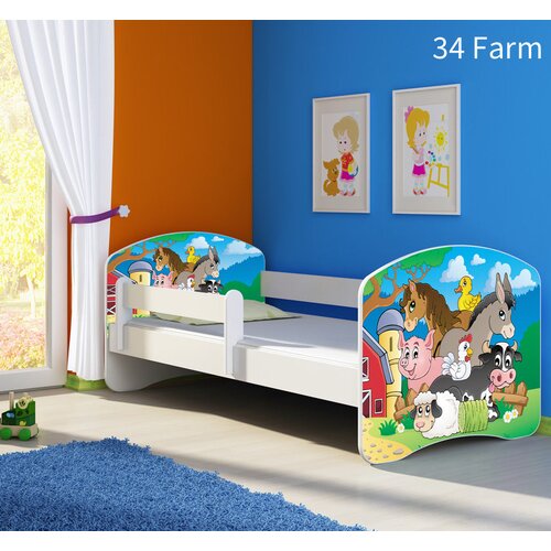  Dječji krevet ACMA s motivom, bočna bijela 140x70 cm 34 Farm Cene