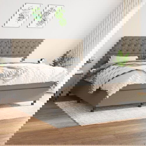 The Living Store Box spring postelja z vzmetnico taupe 160x200 cm blago - Box Spring Postelja, (21438428) Slike