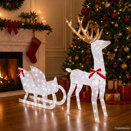  Reindeer vuče saonice LOVIISA 200 LED lampica Hladno bijela Cijene