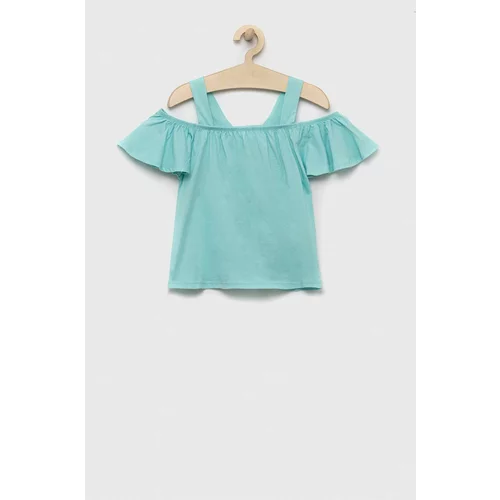 United Colors Of Benetton Dječja pamučna bluza boja: tirkizna, glatka