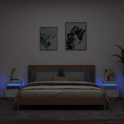  Noćni ormarići s LED svjetlima 2 kom bijeli 40 x 39 x 48,5 cm Cijene