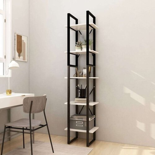 VidaXL ormarić za knjige s 5 razina bijeli 40x30x175 cm od borovine Slike