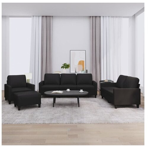 vidaXL 4-dijelni set sofa s jastucima crni od umjetne kože Cijene
