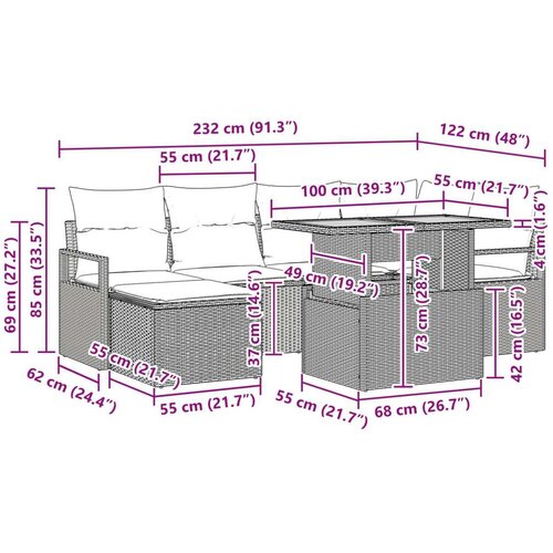 Vrtni set za objed s jastukom 7 pcs Siva i mornarsko plava Slike