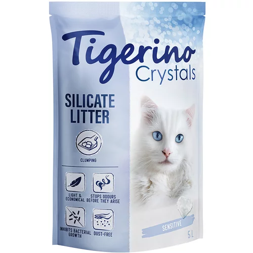 Tigerino Crystals pesek za mačke – Sensitive, brez parfuma - 5 l