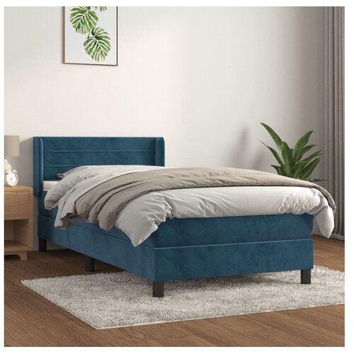  Box spring postelja z vzmetnico temno modra 90x200 cm žamet Cene