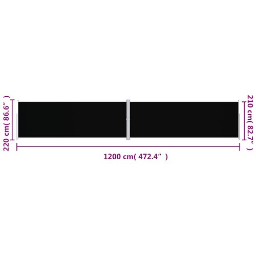  Uvlačiva bočna tenda crna 220 x 1200 cm Slike