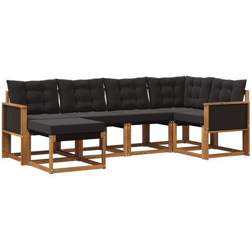 vidaXL Zunanja garnitura za sedenje z blazino 6 pcs Naravna in črna, (5000272795) Cene
