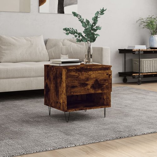 VidaXL Klubska mizica dimljeni hrast 50x46x50 cm inženirski les Slike