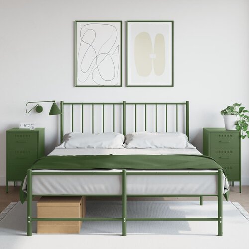 Furnova Nočna omarica 2 kosa olivno zelena 36x39x68 cm jeklo, (21927236) Slike