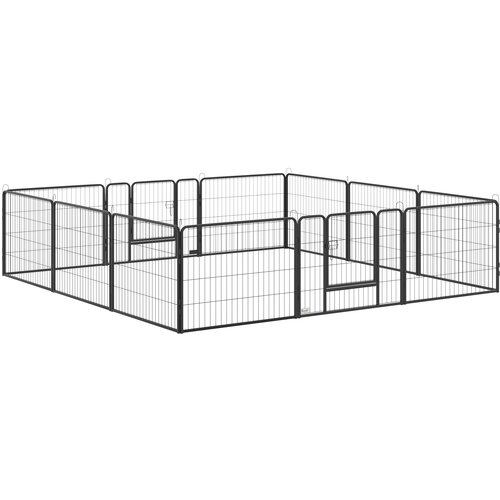 PawHut Ograja za pse in hi&scaron;ne ljubljenčke z 12 modularnimi jeklenimi paneli in 2 vhodoma, 80x1,5x60cm, črna, (20756753) Cene