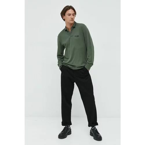Abercrombie & Fitch Majica dugih rukava za muškarce, boja: zelena, jednobojni model