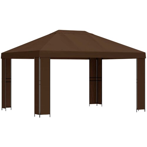 vidaXL Paviljon 4 &times; 3 m Rjava Poliester in jeklo 190, (5000219048) Cene