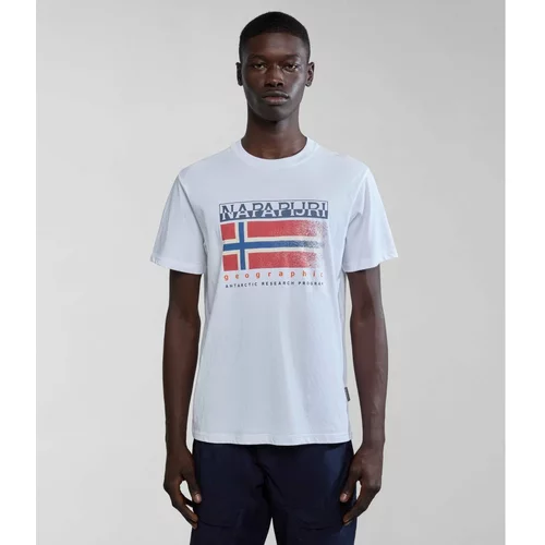 Napapijri Pamučna majica S-Kreis za muškarce, boja: bijela, s tiskom, NP0A4HQR0021