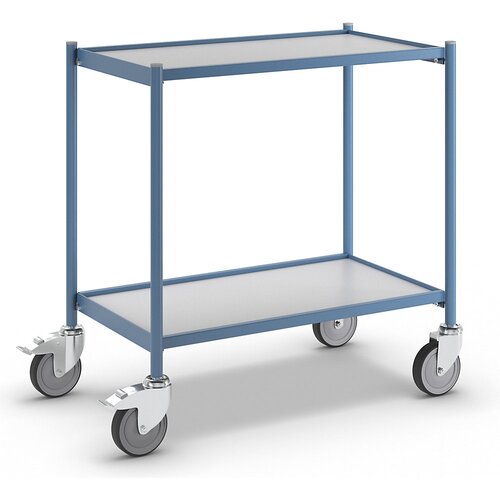 eurokraft pro transportni voziček, nosilnost 150 kg, brez potisnega ročaja, 2 nivoja, 4 vrtljiva kolesa, od tega 2 z dvojno zavoro Cene