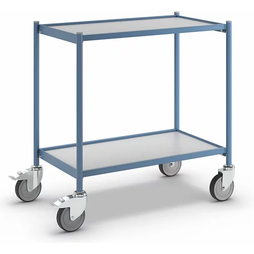 eurokraft pro Transportni voziček, nosilnost 150 kg, brez potisnega ročaja, 2 nivoja, 4 vrtljiva kolesa, od tega 2 z dvojno zavoro