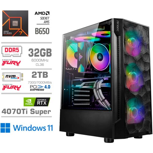 MEGA Računalnik TWR S7 R7-7700X/RTX4070Ti Super/32GB-DDR5/2TB-4.0/750W/Win11Home RGB, (21218398) Cene