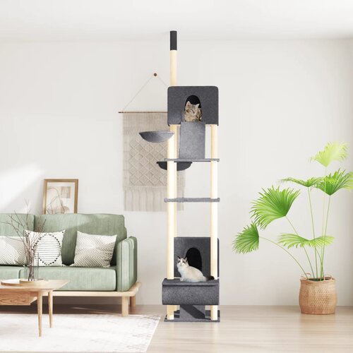 vidaXL Mačje drevo od tal do stropa temno sivo 277-303 cm Cene