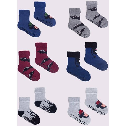 Yoclub Kids's Terry Socks Anti Slip ABS 6-Pack SKF-0005C-AA0A-003 Slike