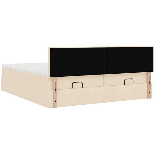 VidaXL otomanski okvir kreveta s madracima krem 160x200cm od tkanine Slike