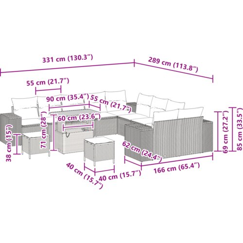 vidaXL set vrtne sofe od 13 dijelova s jastučićima bež poli ratan akacija, set vrtne blagovaonice od 3 dijela s jastučićima bež poli ratan akacija Cijene