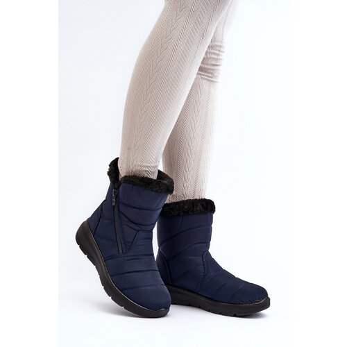 Boto Women's snow boots with zipper and fur lining navy blue Zeuna Cene