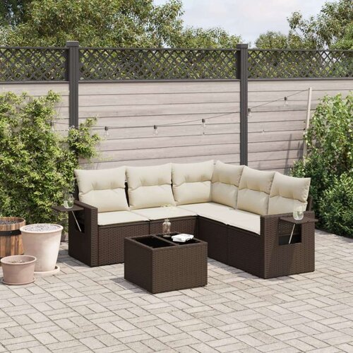 vidaXL 6-dijelni set vrtnih sofa od poliratana s jastucima smeđi Cijene