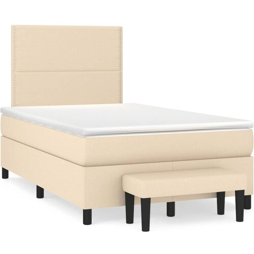 vidaXL Box spring postelja z vzmetnico krem 120x200 cm blago, (20896367) Cene