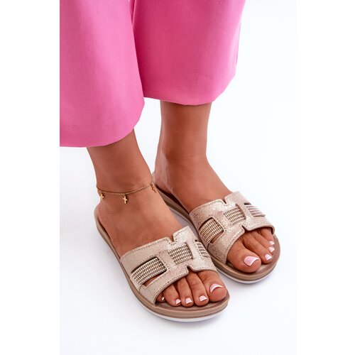 Kesi Comfortable shiny women&amp;#039;s flip-flops Inblu Gold Slike