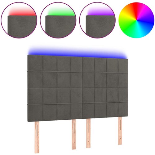 Maison Chic led posteljno vzglavje - vzglavna omarica - nočna omarica temno sivo 144x5x118/128 cm žamet, (21708314) Slike
